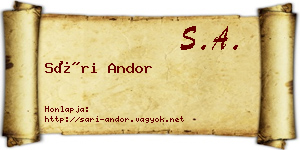 Sári Andor névjegykártya